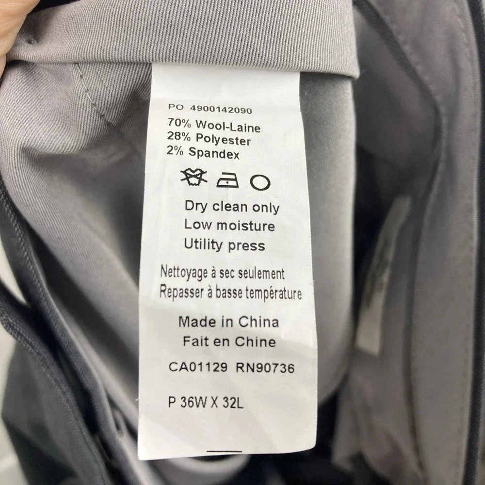 Calvin Klein Mens Slim fit 2-pc Suit Jacket Blazer 44S Pants 36W 32L Grey Wool